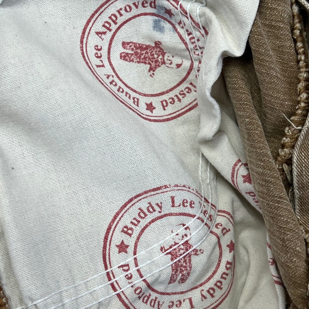 VINTAGE Lee Dungarees Carpenter Jeans Mens 36x30 Tan Cotton Canvas Workwear - Picture 7 of 16